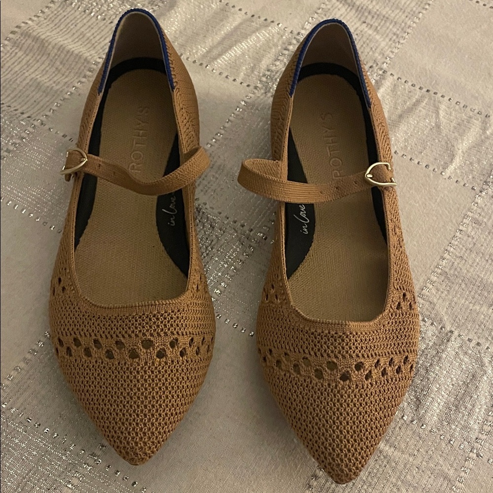 Rothy's Brown Crochet Flats with Strap